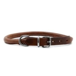 Ancol Round Leather Collar Chestnut - 35-43cm (Size 4)