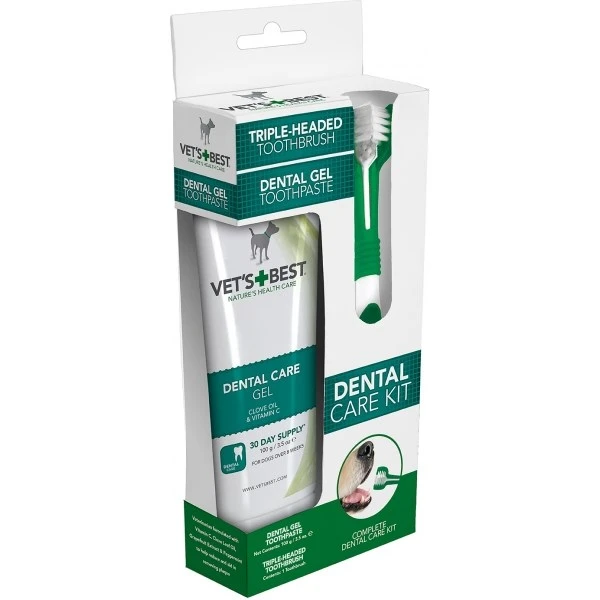 Vet's Best Dental Care Kit Dogs Brush & Gel 1 Vet's Best Dental Care Kit Dogs Brush & Gel