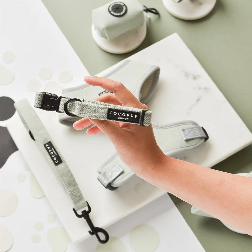 Cocopup London Sage Tweed Collar Xsmall 1 Cocopup London Sage Tweed Collar Xsmall